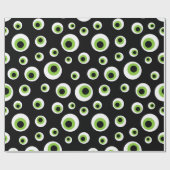 Groene Eyeballen | Halloween Pattern Cadeaupapier (Vlak)