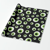 Groene Eyeballen | Halloween Pattern Cadeaupapier (Uitgerold)