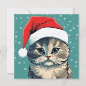 Groene Eyed Kerstkitten in een Santa Hoed (Voorkant)