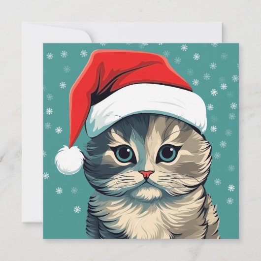 Groene Eyed Kerstkitten in een Santa Hoed (Voorkant)