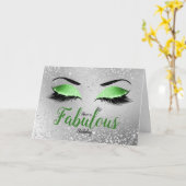 Groene Fabulous Glitter Eyes Standard Birthday Kaart (Gele Bloem)
