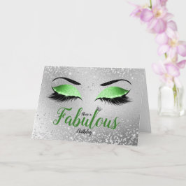 Groene Fabulous Glitter Eyes Standard Birthday Kaart