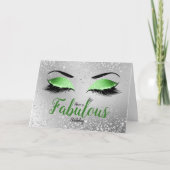 Groene Fabulous Glitter Eyes Standard Birthday Kaart (Voorkant)