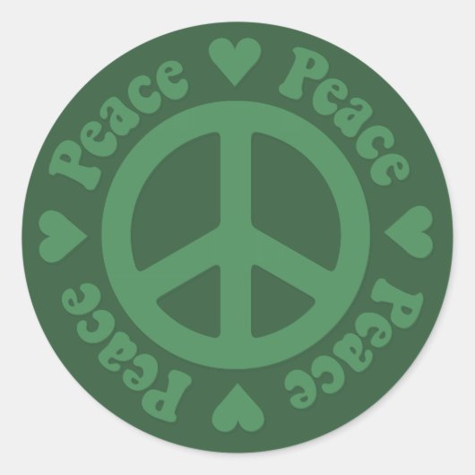 Groene Fade Peace-teken Ronde Sticker (Voorkant)