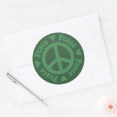 Groene Fade Peace-teken Ronde Sticker (Envelop)