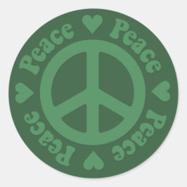 Groene Fade Peace-teken Ronde Sticker