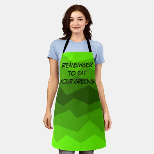 Groene Fade Schort (Gedragen)