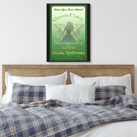 Groene Fairy Absinthe Canvas Verpakte Print (Insitu (Slaapkamer))