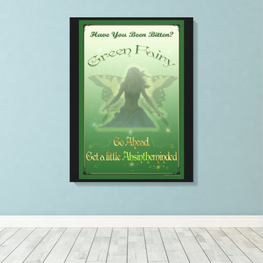 Groene Fairy Absinthe Canvas Verpakte Print (Insitu (Houten vloer))
