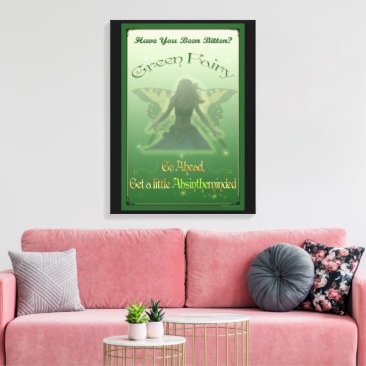 Groene Fairy Absinthe Canvas Verpakte Print (Insitu (Woonkamer))