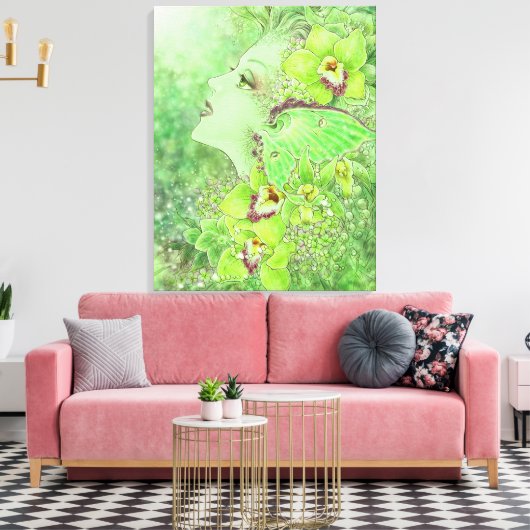 Groene Fairy Fantasy Art Canvas Print (Insitu (Woonkamer))