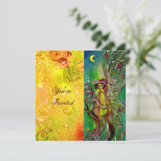 GROENE FAIRY geel blauw rood zilver Kaart (Staand voorkant)