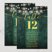 Groene Fairy Lights Hout Tafel Nummer Zitting Graf Kaart (Voorkant / Achterkant)