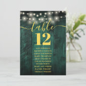 Groene Fairy Lights Hout Tafel Nummer Zitting Graf Kaart (Staand voorkant)