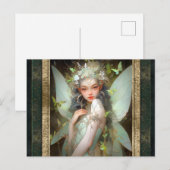 Groene Fairy Meisje Fantasy Kunst Briefkaart (Voorkant / Achterkant)