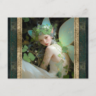 Groene Fairy Vrouw Fantasy Kunst Briefkaart