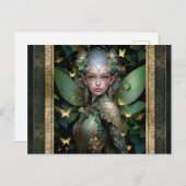 Groene Fairy Vrouw Fantasy Kunst Briefkaart (Voorkant / Achterkant)