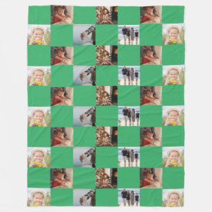 Groene familie Collage foto Pattern Fleece Blanket Deken