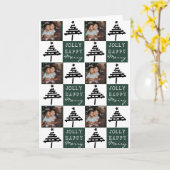 Groene Familie Kerstboom Collage Foto Kaart (Gele Bloem)