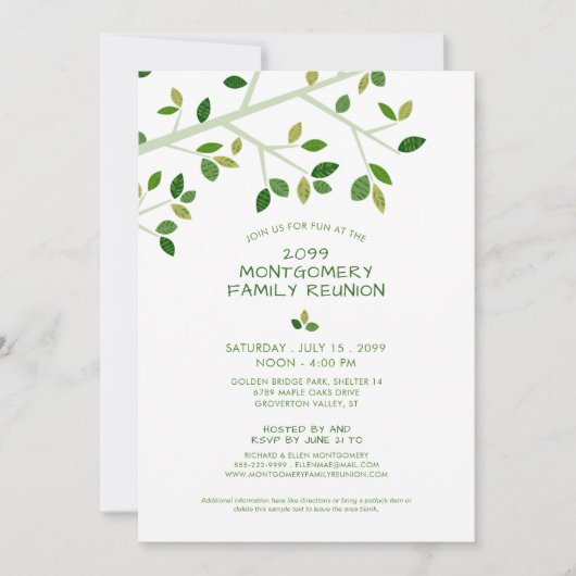 Groene familieboom met minimalistische gezinsheren kaart (Voorkant)