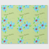 Groene Fancy bloemrijke geschenkverpakking Cadeaupapier (Vlak)