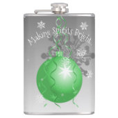 Groene Fancy kerstsierfles Heupfles (Voorkant)