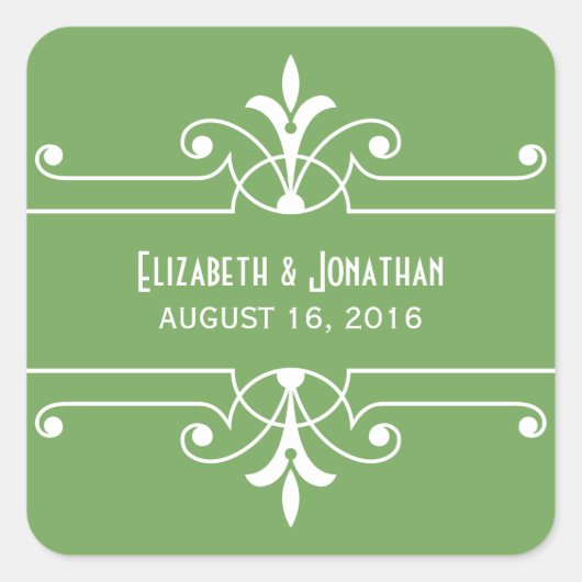 Groene Fancy sierweddenschappen Vierkante Sticker (Voorkant)