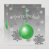 Groene Fancy uitnodiging voor kerstversiering (Voorkant / Achterkant)