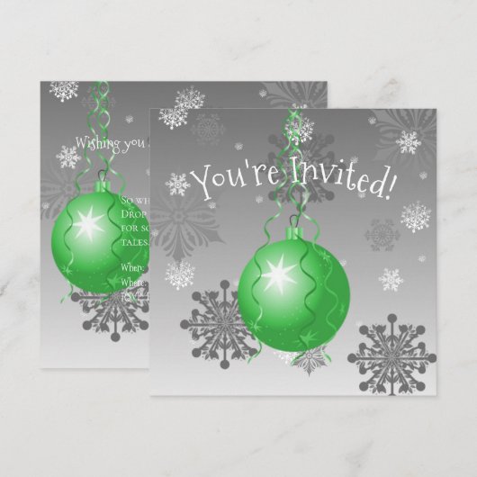 Groene Fancy uitnodiging voor kerstversiering (Voorkant / Achterkant)