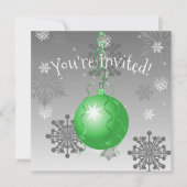 Groene Fancy uitnodiging voor kerstversiering (Voorkant)