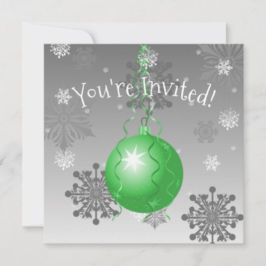 Groene Fancy uitnodiging voor kerstversiering (Voorkant)