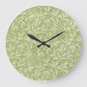 Groene Fantasie Bloemen Wandklok