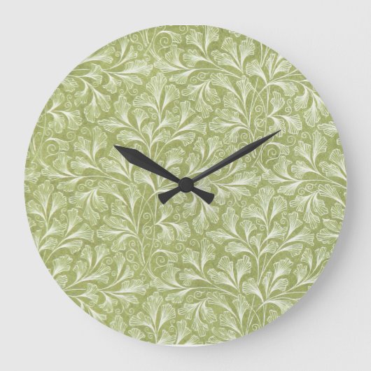 Groene Fantasie Bloemen Wandklok (Voorkant)