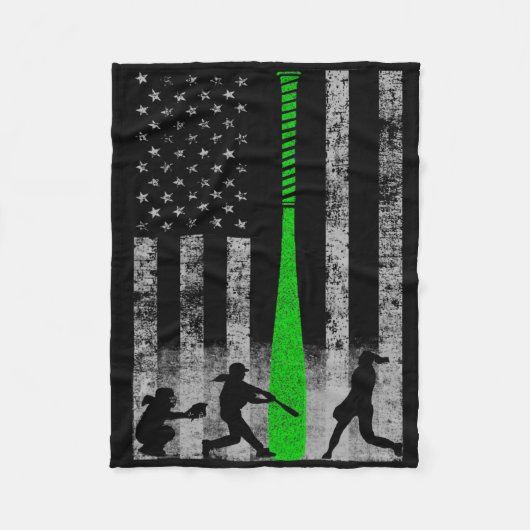 Groene Fastpitch Softll Vlag - Softll Speler Op Vl Fleece Deken (Voorkant)