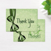 GROENE Faux Bow en Damask Bruiloft Dank u Visitekaartje (Bureau)