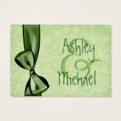 GROENE Faux Bow en Damask Bruiloft Dank u Visitekaartje (Achterkant)