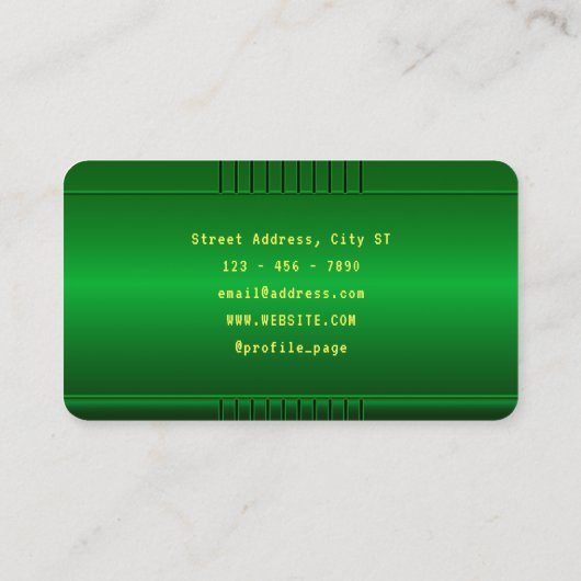 Groene faux draagbare console visitekaartje (Achterkant)