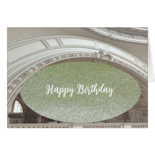Groene Faux Glitter Architecture Birthday Card