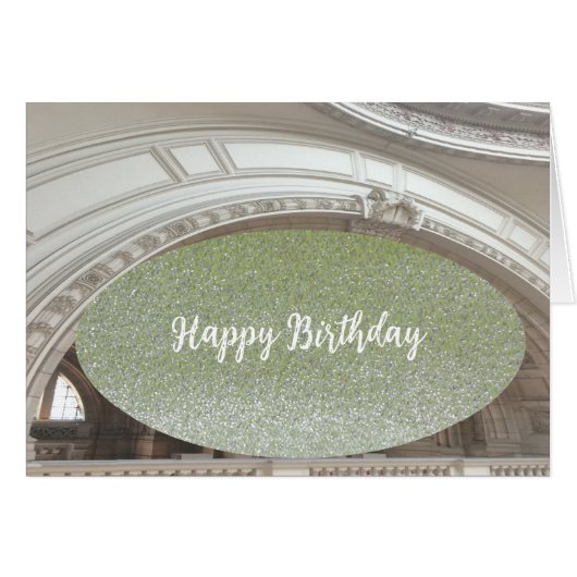 Groene Faux Glitter Architecture Birthday Card (Voorkant Horizontaal)