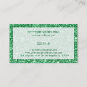 Groene faux glitter en schittert visitekaartje (Achterkant)