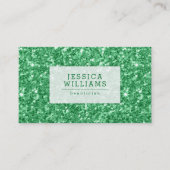 Groene faux glitter en schittert visitekaartje (Voorkant)