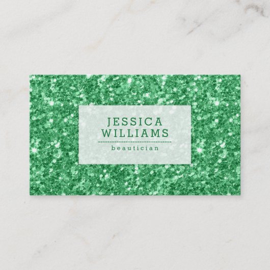Groene faux glitter en schittert visitekaartje (Voorkant)