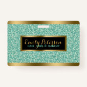 Groene Faux Glitter Gouden Accenten Badge (Achterkant)