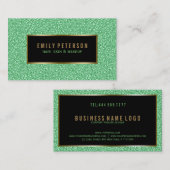 Groene faux glitter met zwarte en gouden accenten visitekaartje (Voorkant / Achterkant)