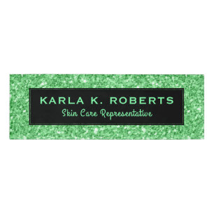Groene faux Glitter Zwart Accent Naambadge