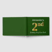 Groene Faux Gold 2e verjaardag Partij + Eigen naam Gastenboek (Volledig)