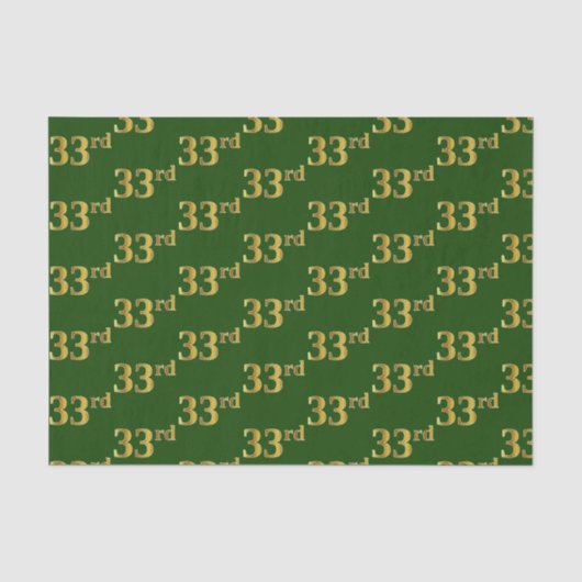 Groene, Faux Gold 33e (Dertig-Derde) gebeurtenis Tissuepapier (Voorkant)