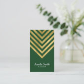 Groene Faux Gold Geometric Blogger Social Media Visitekaartje (Staand voorkant)