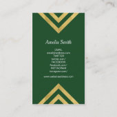 Groene Faux Gold Geometric Blogger Social Media Visitekaartje (Achterkant)