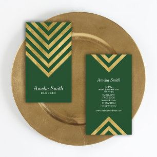Groene Faux Gold Geometric Blogger Social Media Visitekaartje
